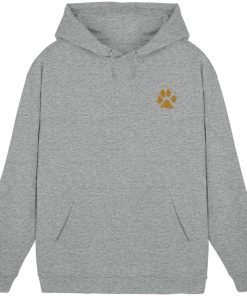 Heather Grey Hunde Hoodie mit kleinem Pfotenmotiv vorne
