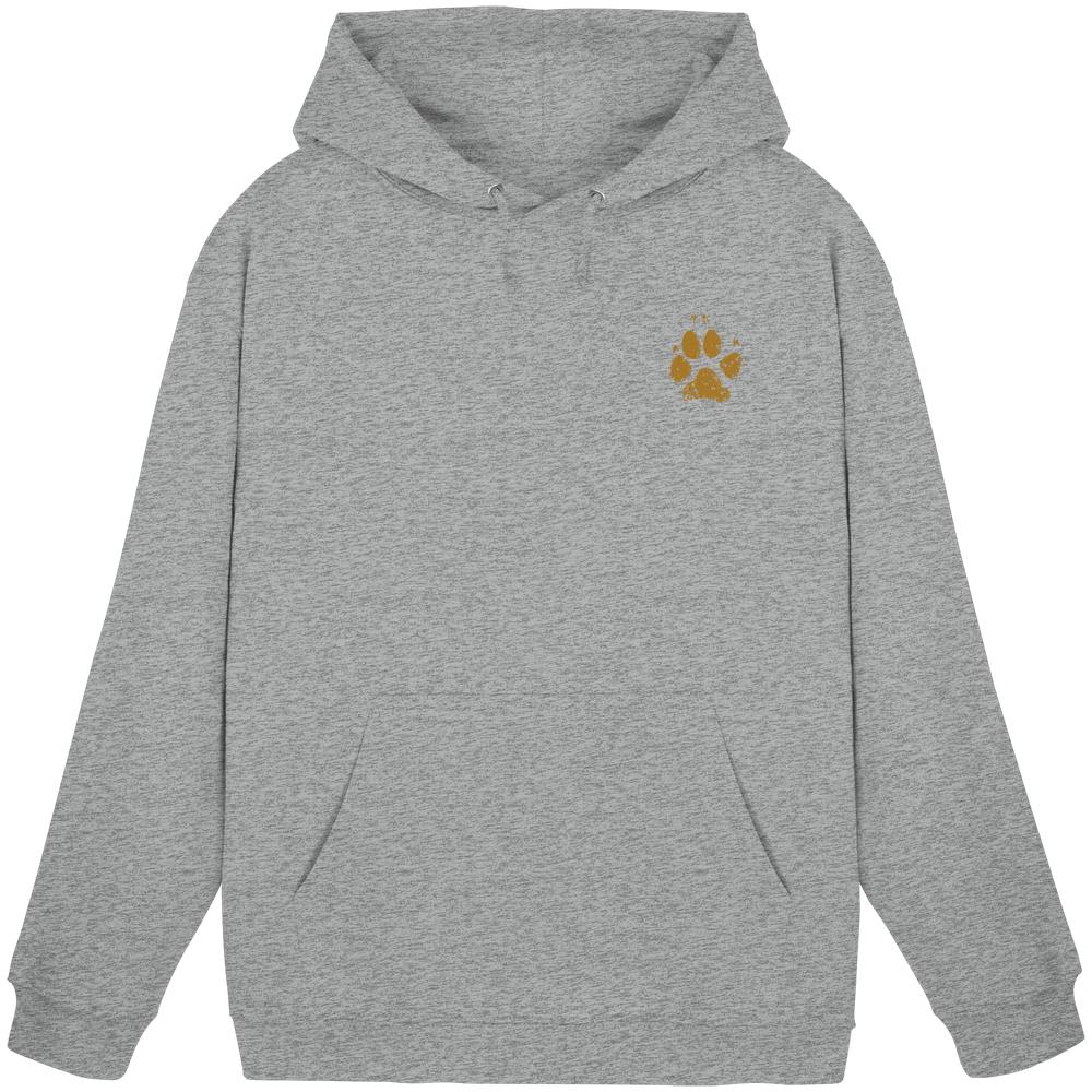 Heather Grey Hunde Hoodie mit kleinem Pfotenmotiv vorne