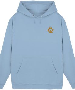Hellblauer Hunde Hoodie Unisex mit Pfotenprint auf der Brust