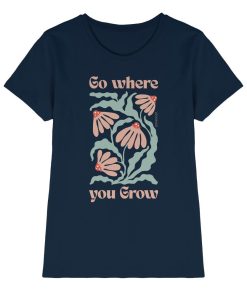 Navy Damen Shirt mit Go where you grow Motiv