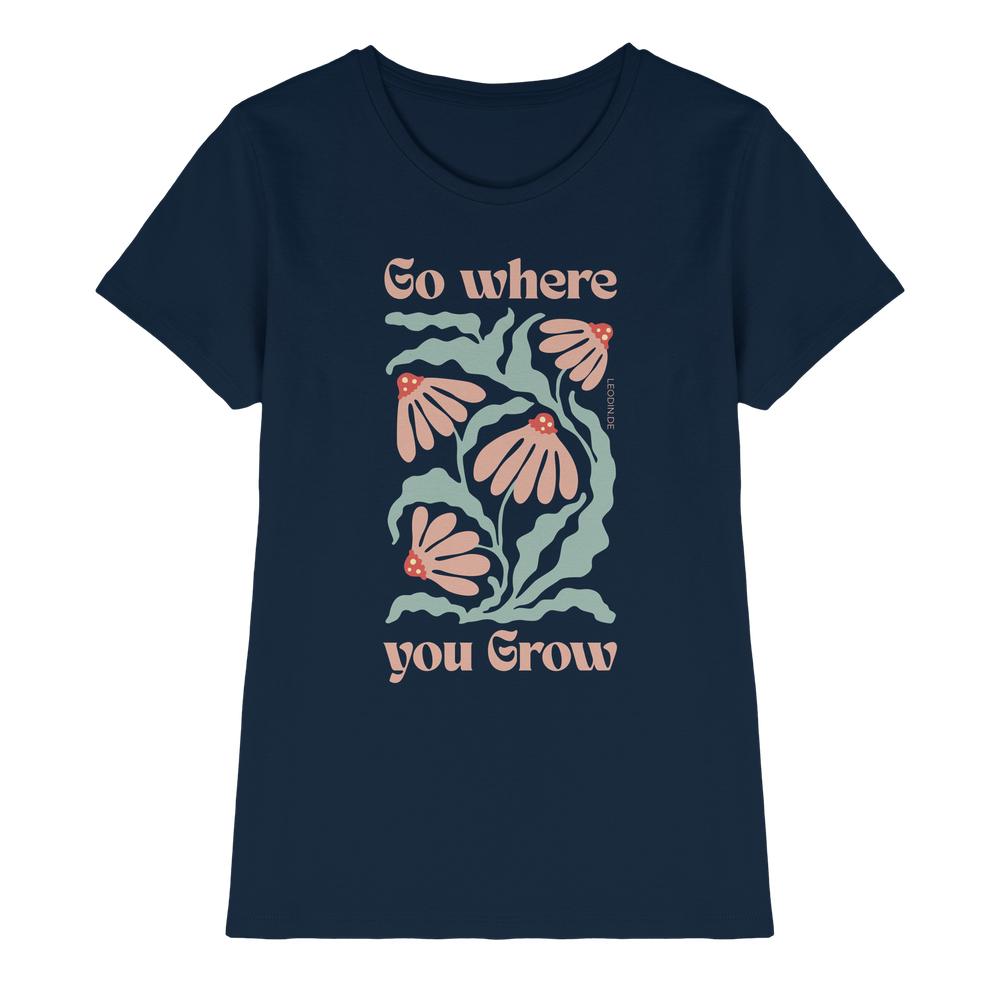 Navy Damen Shirt mit Go where you grow Motiv