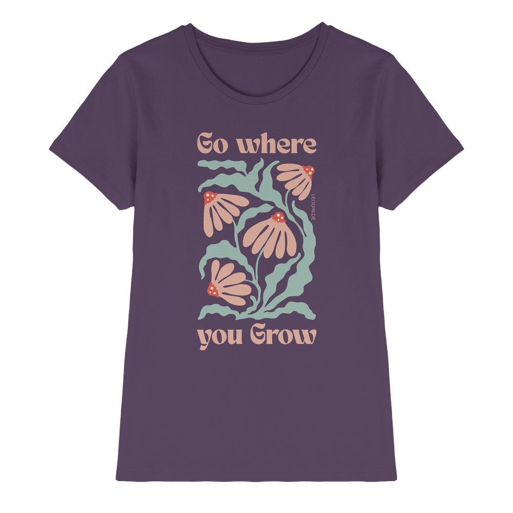 Violettes Damen Shirt mit Go where you grow Print