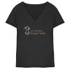 Schwarzes Hunde V-Neck Shirt mit Life Happens Dogs Help Print
