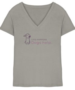 Hellgraues Hundeshirt mit Life Happens Dogs Help Print