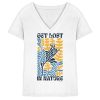 Weißes Damen V-Neck Shirt mit Get Lost in Nature Motiv