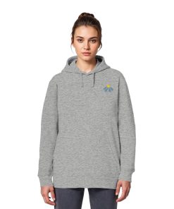 Frau trägt grauen Where the Wild Things Grow Hoodie von vorn