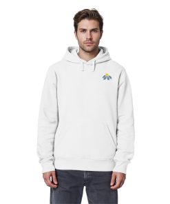 Mann trägt weißen Where the Wild Things Grow Hoodie von vorn