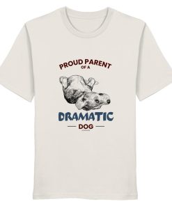 Off White Hunde Shirt mit Dramatic Dog Motiv und Hundeskizze