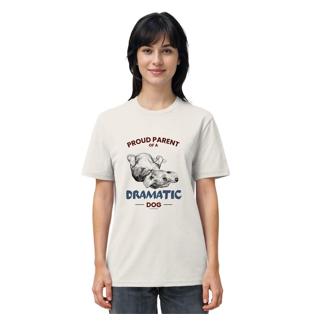 Naturweißes Dramatic Dog Unisex Shirt als Damen Tragebild
