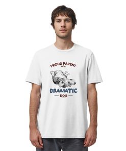 Weißes Dramatic Dog Hunde Shirt als Herren Tragebild