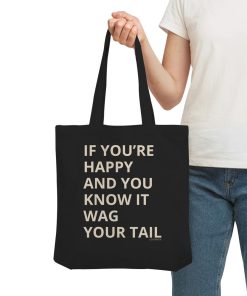 Schwarze Hunde Tote Bag mit Spruch als Tragebild