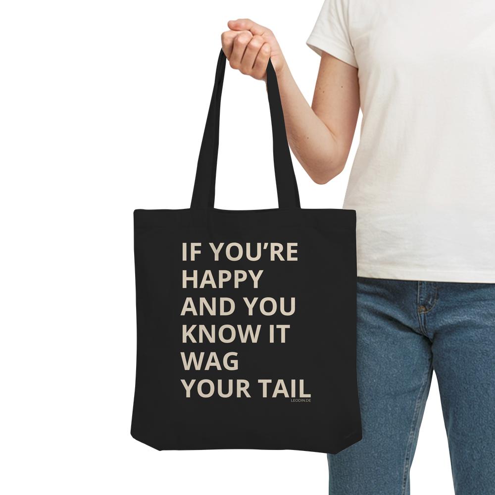 Schwarze Hunde Tote Bag mit Spruch als Tragebild
