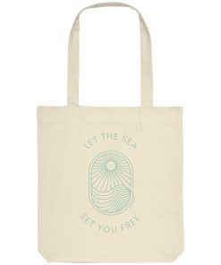 Naturfarbene Tote Bag mit Let the Sea Set You Free Motiv