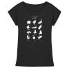 Schwarzes Catmoods Katzen Shirt Damen mit hellem Print und verschiedenen Katzenlaunen
