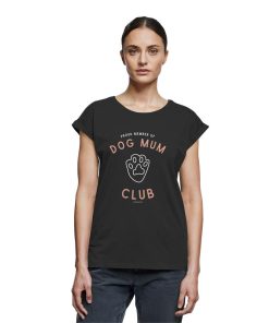 Schwarzes Dog Mum Shirt für Damen als Tragebild