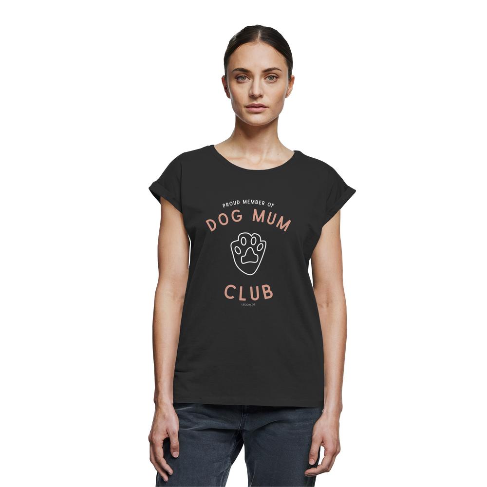 Schwarzes Dog Mum Shirt für Damen als Tragebild