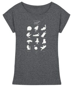 Anthrazit meliertes Catmoods Katzen Shirt Damen mit hellem Katzenmotiv