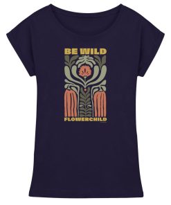 Navy Flowerchild Shirt Damen mit floralem Motiv