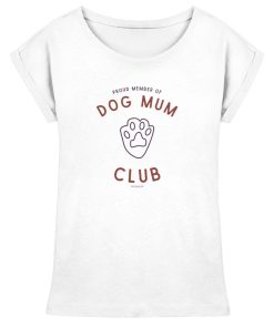 Weißes Hundemama Shirt mit Dog Mum Club Print und Pfote