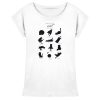 Weißes Katzen T-Shirt Damen „Catmoods“ mit schwarzem Print und verschiedenen Katzenlaunen