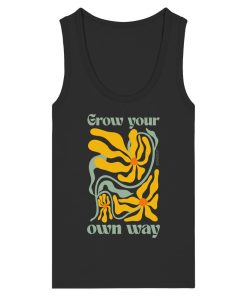 Schwarzes Damen Tank Top mit Grow your own way Motiv