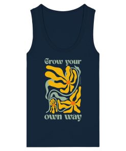 Navyfarbenes Damen Tank Top mit Grow your own way Motiv