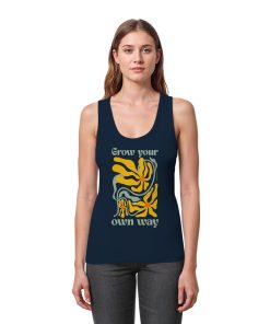 Frau trägt navyfarbenes Grow your own way Tank Top