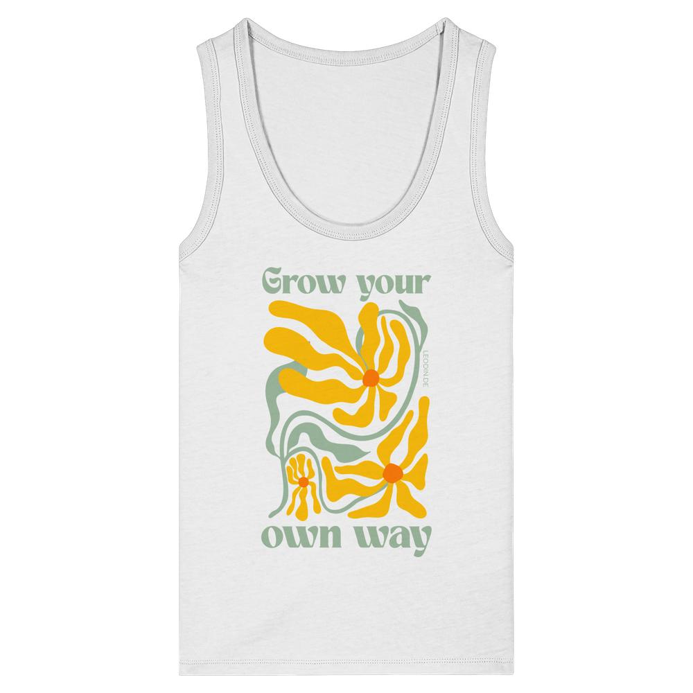 Weißes Damen Tank Top mit Grow your own way Print