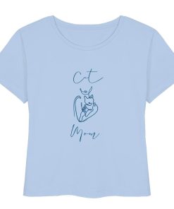 Blue Soul Damen Bio T-Shirt mit Cat Mom Katzenmotiv in Dark Azur