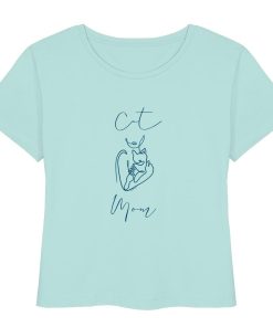 Caribbean Blue Damen Bio T-Shirt mit Cat Mom Katzenmotiv in Dark Azur