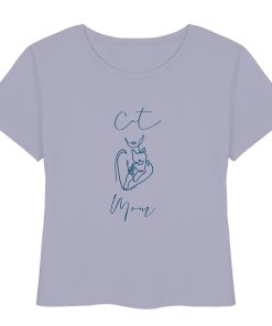 Lavender Cat Mom Damen T-Shirt aus Bio-Baumwolle mit Katzenmotiv